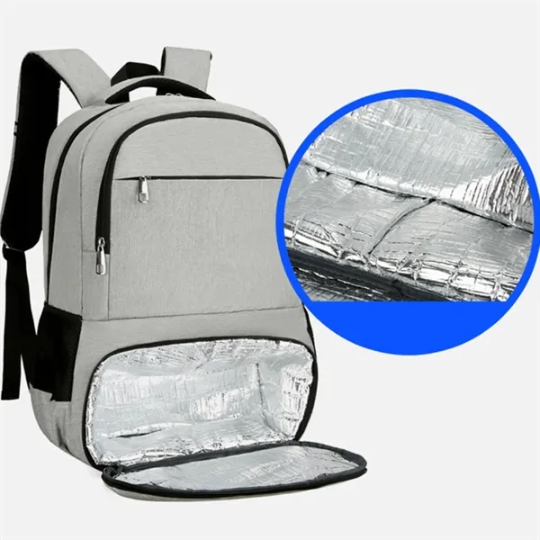 Insulated Laptop Backpack W/ Cooler USB Port Headphone Jack - Insulated Laptop Backpack W/ Cooler USB Port Headphone Jack - Image 4 of 8