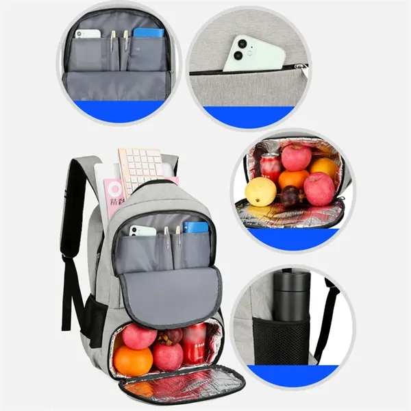 Insulated Laptop Backpack W/ Cooler USB Port Headphone Jack - Insulated Laptop Backpack W/ Cooler USB Port Headphone Jack - Image 5 of 8