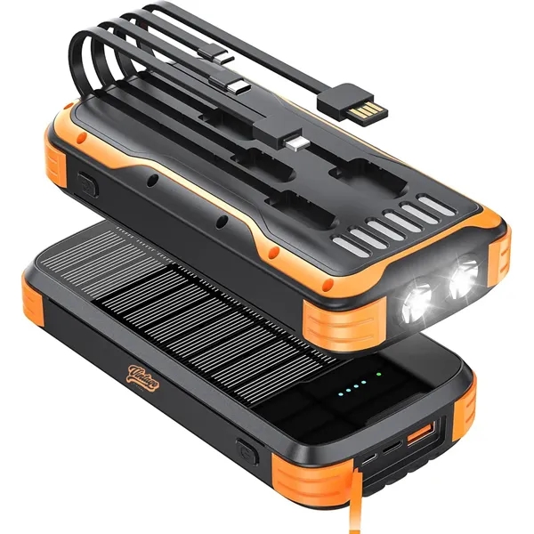 40000mAh Portable Solar Phone Charger with Built-in 4 Cables - 40000mAh Portable Solar Phone Charger with Built-in 4 Cables - Image 0 of 3