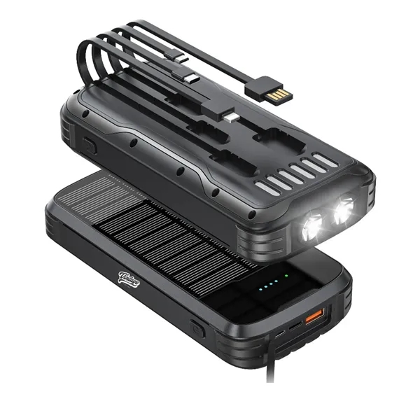 40000mAh Portable Solar Phone Charger with Built-in 4 Cables - 40000mAh Portable Solar Phone Charger with Built-in 4 Cables - Image 1 of 3