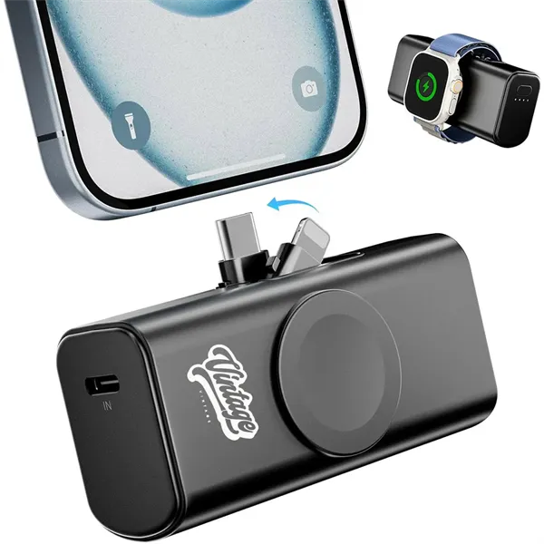 Mini  power bank 5000mAh  with watch charger - Mini  power bank 5000mAh  with watch charger - Image 0 of 5