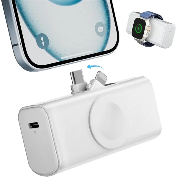 Mini  power bank 5000mAh  with watch charger - Mini  power bank 5000mAh  with watch charger - Image 1 of 5