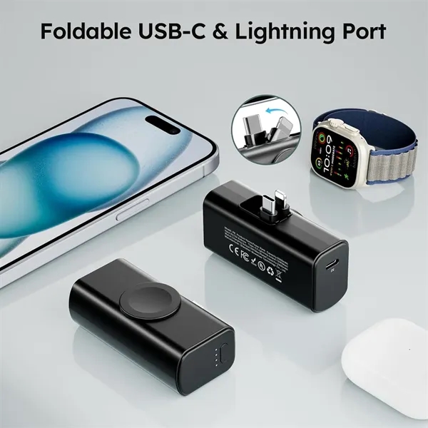 Mini  power bank 5000mAh  with watch charger - Mini  power bank 5000mAh  with watch charger - Image 3 of 5