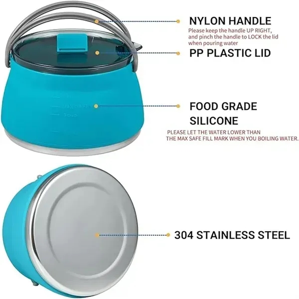 Portable silicone foldable kettle travel outdoor camping - Portable silicone foldable kettle travel outdoor camping - Image 3 of 4