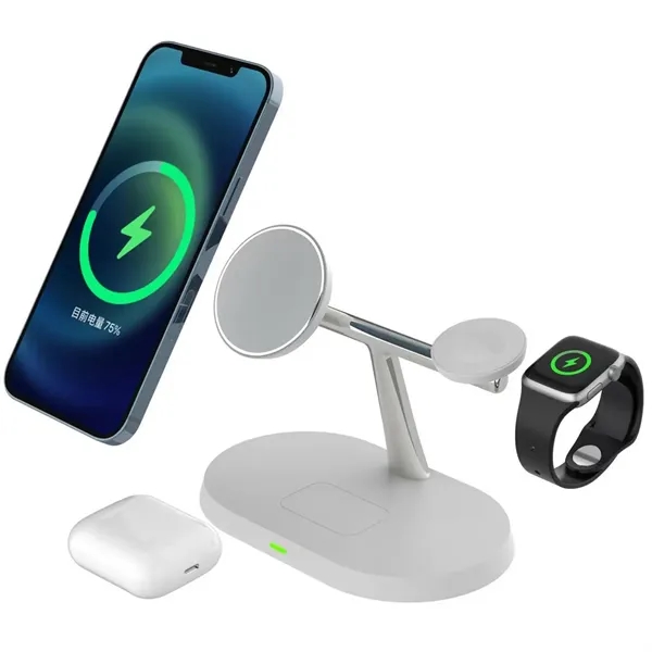 15W Magnetic 3 in 1 fast Wireless charger - 15W Magnetic 3 in 1 fast Wireless charger - Image 0 of 3