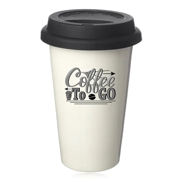11 oz. Double Wall Ceramic Tumblers with Lid - 11 oz. Double Wall Ceramic Tumblers with Lid - Image 0 of 7