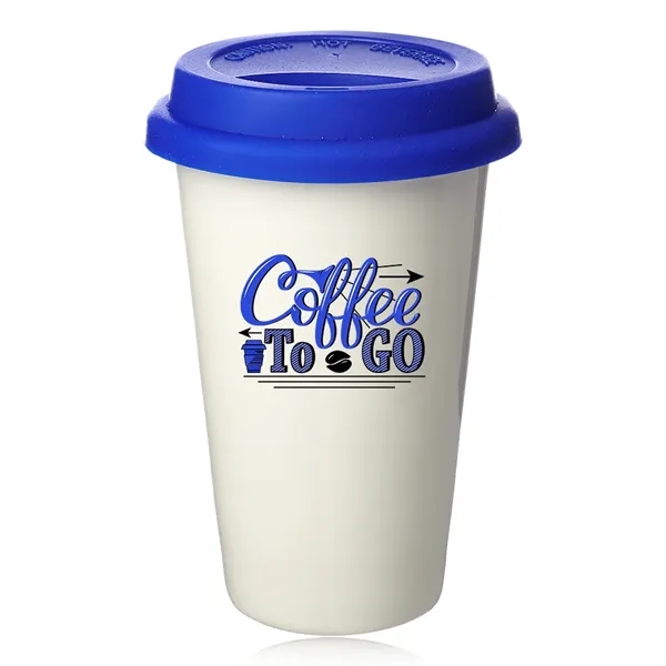 11 oz. Double Wall Ceramic Tumblers with Lid - 11 oz. Double Wall Ceramic Tumblers with Lid - Image 2 of 7