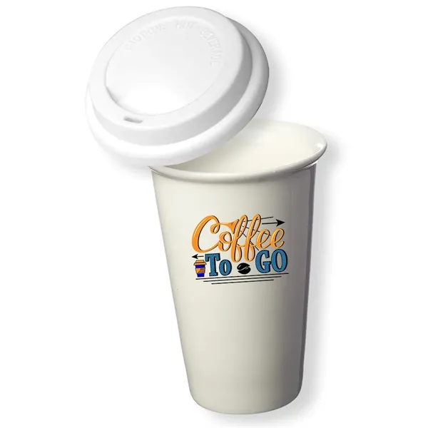 11 oz. Double Wall Ceramic Tumblers with Lid - 11 oz. Double Wall Ceramic Tumblers with Lid - Image 6 of 7