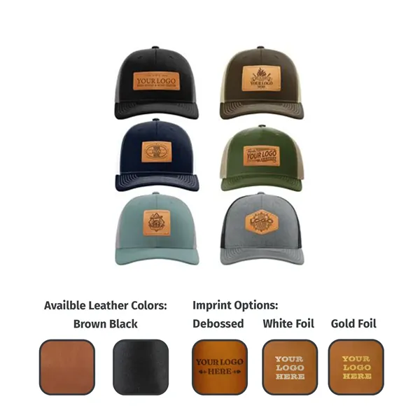 Richardson 112 Leather Patch Trucker Hats - Richardson 112 Leather Patch Trucker Hats - Image 0 of 8