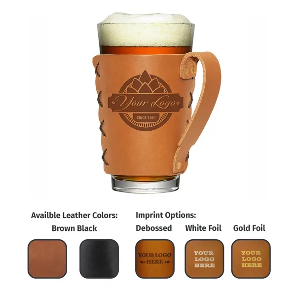 Genuine Leather Pint Sleeve with Handle - Handcrafted - Genuine Leather Pint Sleeve with Handle - Handcrafted - Image 0 of 5