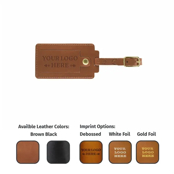 Full-Grain Leather Luggage Tag with snap- Made in USA - Full-Grain Leather Luggage Tag with snap- Made in USA - Image 0 of 7