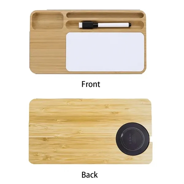 Bamboo 15W Wireless Charging Desk Organizer - Bamboo 15W Wireless Charging Desk Organizer - Image 2 of 4