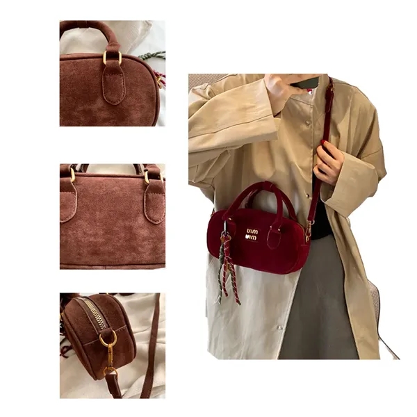 Women's  Fall and Winter Vintage Frosted Tote Bowling Bag - Women's  Fall and Winter Vintage Frosted Tote Bowling Bag - Image 3 of 7