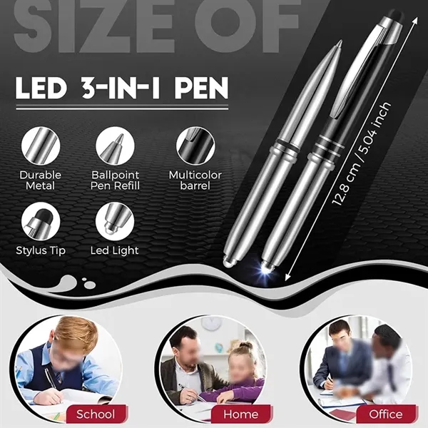 3 In 1 Stylus Pen With LED Flashlight - 3 In 1 Stylus Pen With LED Flashlight - Image 2 of 2