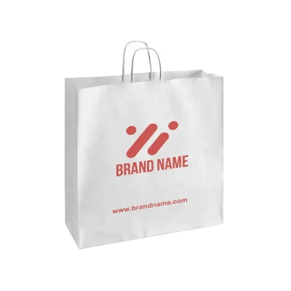 Printed White Paper Shopping Bags (16" x 6" x 19.25") - Printed White Paper Shopping Bags (16" x 6" x 19.25") - Image 1 of 5