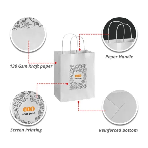 Printed White Paper Shopping Bags (16" x 6" x 19.25") - Printed White Paper Shopping Bags (16" x 6" x 19.25") - Image 5 of 5