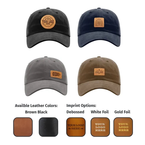 Genuine Leather Patch Hat - Richardson R55 Chino "Dad Hat" - Genuine Leather Patch Hat - Richardson R55 Chino "Dad Hat" - Image 0 of 11