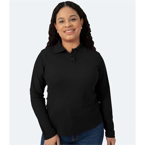 Women's Long Sleeve Polo Shirt - Real Basics - Women's Long Sleeve Polo Shirt - Real Basics - Image 0 of 5