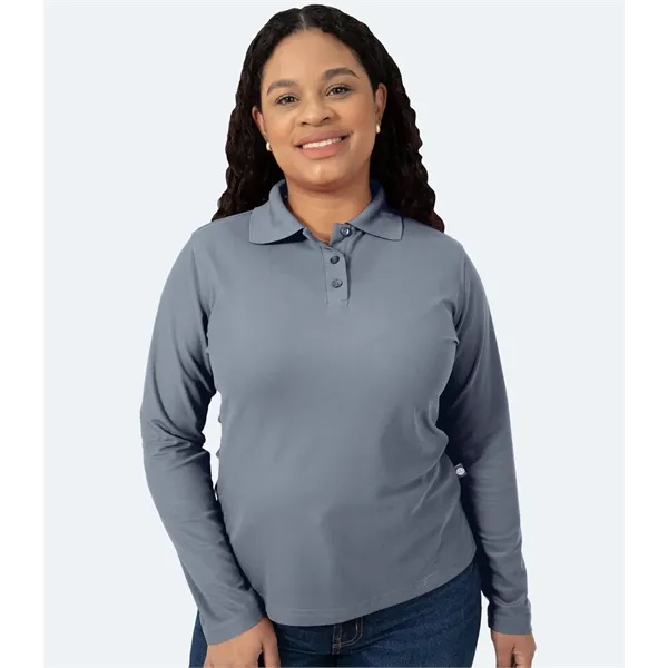 Women's Long Sleeve Polo Shirt - Real Basics - Women's Long Sleeve Polo Shirt - Real Basics - Image 1 of 5