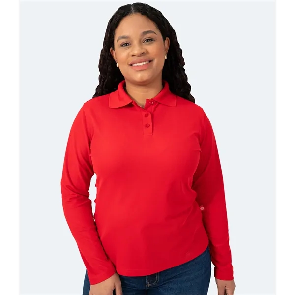Women's Long Sleeve Polo Shirt - Real Basics - Women's Long Sleeve Polo Shirt - Real Basics - Image 3 of 5