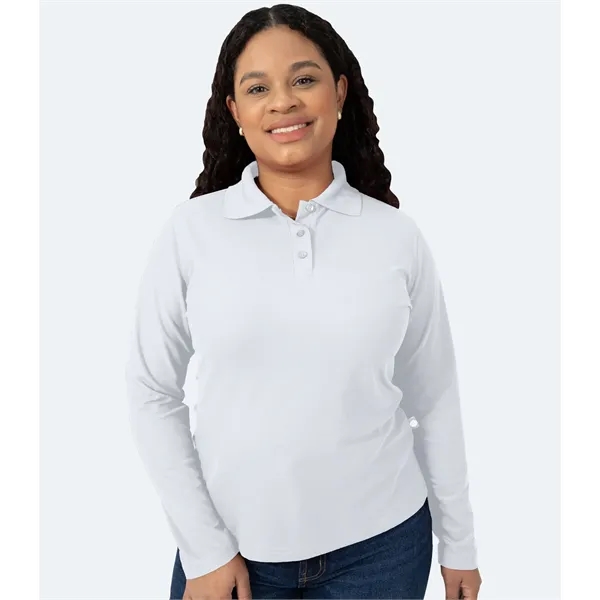 Women's Long Sleeve Polo Shirt - Real Basics - Women's Long Sleeve Polo Shirt - Real Basics - Image 5 of 5