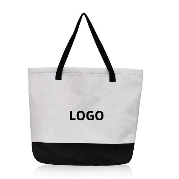 Reusable Grocery Shopping Stylish Two Tone Canvas Tote Bag - Reusable Grocery Shopping Stylish Two Tone Canvas Tote Bag - Image 0 of 3