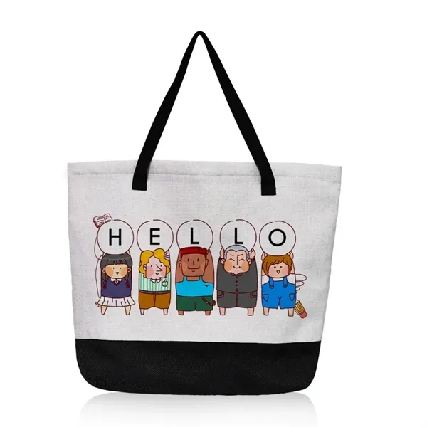 Reusable Grocery Shopping Stylish Two Tone Canvas Tote Bag - Reusable Grocery Shopping Stylish Two Tone Canvas Tote Bag - Image 1 of 3