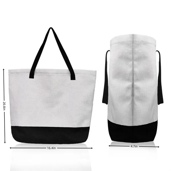 Reusable Grocery Shopping Stylish Two Tone Canvas Tote Bag - Reusable Grocery Shopping Stylish Two Tone Canvas Tote Bag - Image 2 of 3