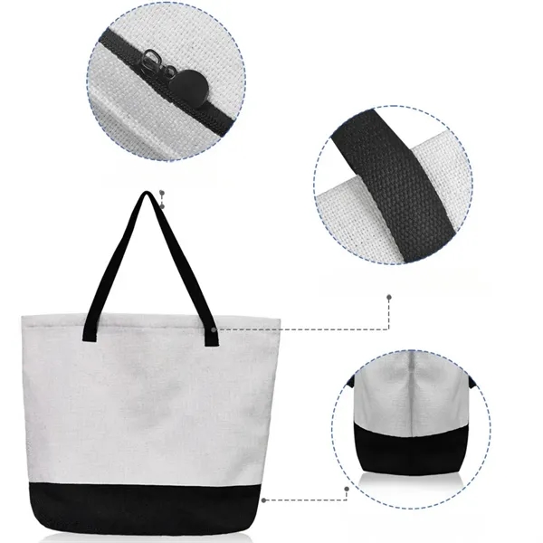 Reusable Grocery Shopping Stylish Two Tone Canvas Tote Bag - Reusable Grocery Shopping Stylish Two Tone Canvas Tote Bag - Image 3 of 3
