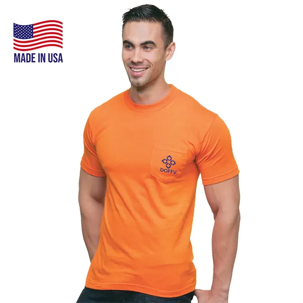 100% USA-Union Made Pre-Shrunk Pocket Crew Tee Shirt - 100% USA-Union Made Pre-Shrunk Pocket Crew Tee Shirt - Image 0 of 9