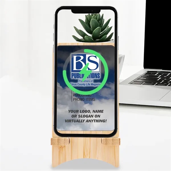 Full color Light-up Bamboo Wireless Charger Stand - Full color Light-up Bamboo Wireless Charger Stand - Image 2 of 8