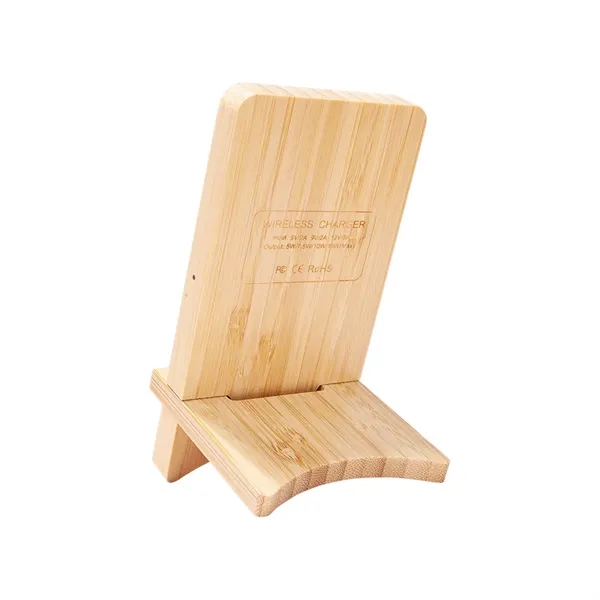Full color Light-up Bamboo Wireless Charger Stand - Full color Light-up Bamboo Wireless Charger Stand - Image 6 of 8