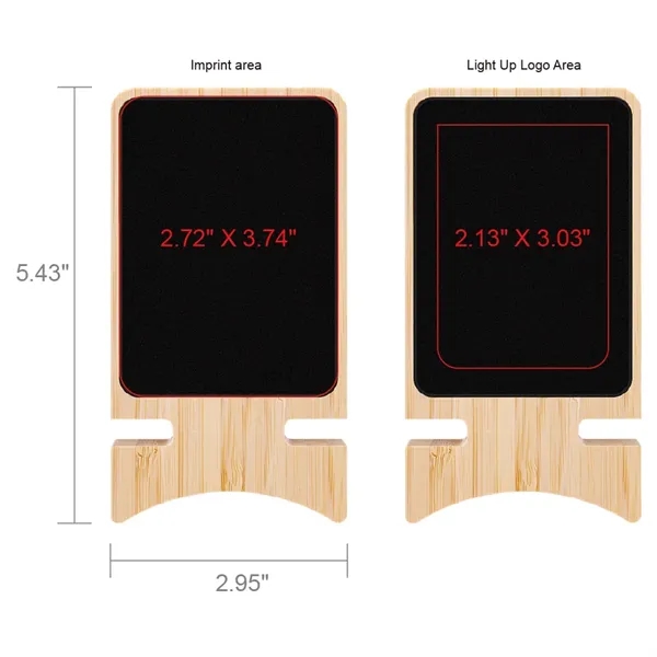 Full color Light-up Bamboo Wireless Charger Stand - Full color Light-up Bamboo Wireless Charger Stand - Image 8 of 8