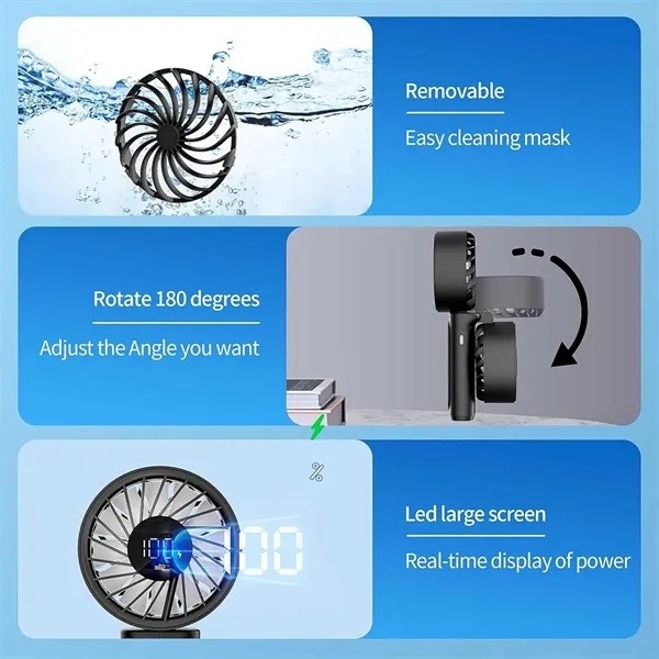 3600mAh Power Bank Handheld Personal Fan - 3600mAh Power Bank Handheld Personal Fan - Image 5 of 5