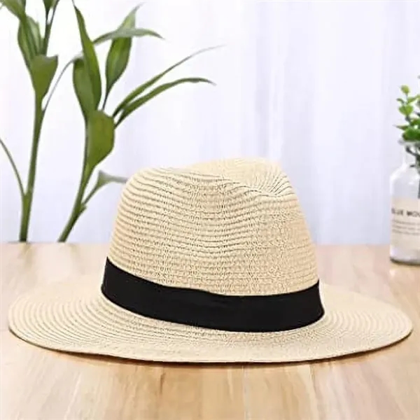 Wide Brim Straw Sun  UV Protection Beach Hat Summer Cap - Wide Brim Straw Sun  UV Protection Beach Hat Summer Cap - Image 3 of 6