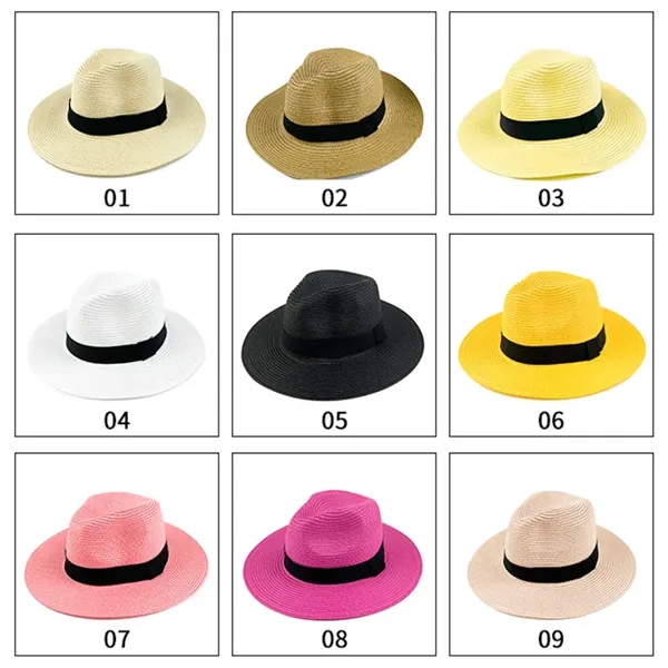Wide Brim Straw Sun  UV Protection Beach Hat Summer Cap - Wide Brim Straw Sun  UV Protection Beach Hat Summer Cap - Image 4 of 6