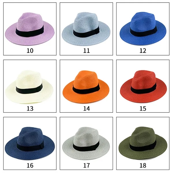 Wide Brim Straw Sun  UV Protection Beach Hat Summer Cap - Wide Brim Straw Sun  UV Protection Beach Hat Summer Cap - Image 5 of 6