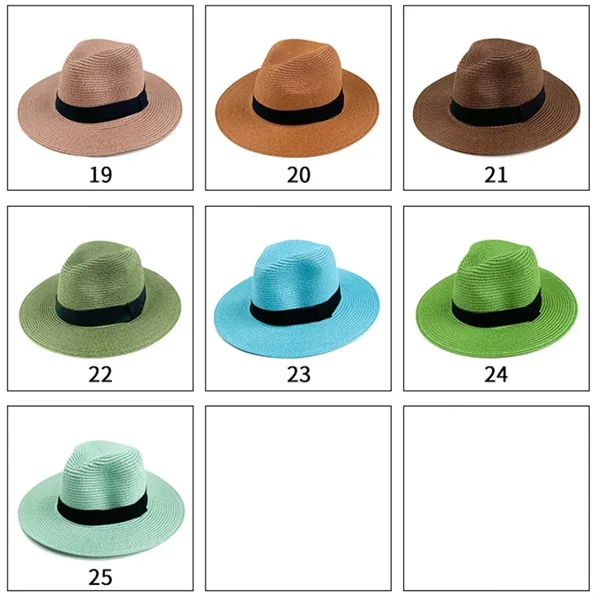 Wide Brim Straw Sun  UV Protection Beach Hat Summer Cap - Wide Brim Straw Sun  UV Protection Beach Hat Summer Cap - Image 6 of 6