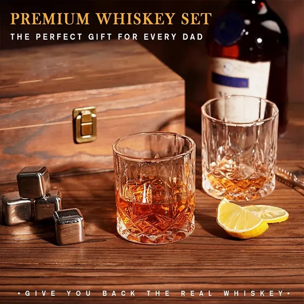 Luxury Whiskey Glass Gift Set with Stone Ice & Wood Box - Luxury Whiskey Glass Gift Set with Stone Ice & Wood Box - Image 2 of 6