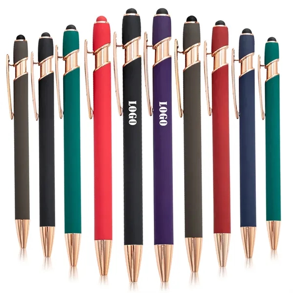 Rose Gold Metal Ballpoint Pen With Stylus - Rose Gold Metal Ballpoint Pen With Stylus - Image 0 of 3