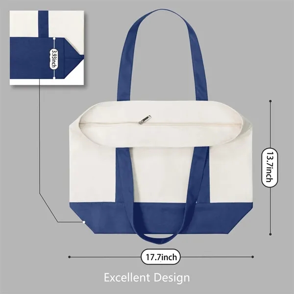 Zipper Canvas Boat Tote Bag with Front Pocket - Zipper Canvas Boat Tote Bag with Front Pocket - Image 1 of 3