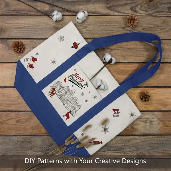 Zipper Canvas Boat Tote Bag with Front Pocket - Zipper Canvas Boat Tote Bag with Front Pocket - Image 2 of 3