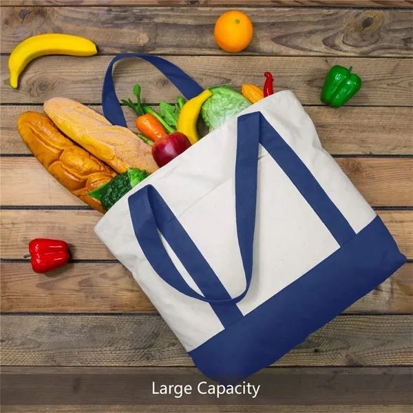 Zipper Canvas Boat Tote Bag with Front Pocket - Zipper Canvas Boat Tote Bag with Front Pocket - Image 3 of 3