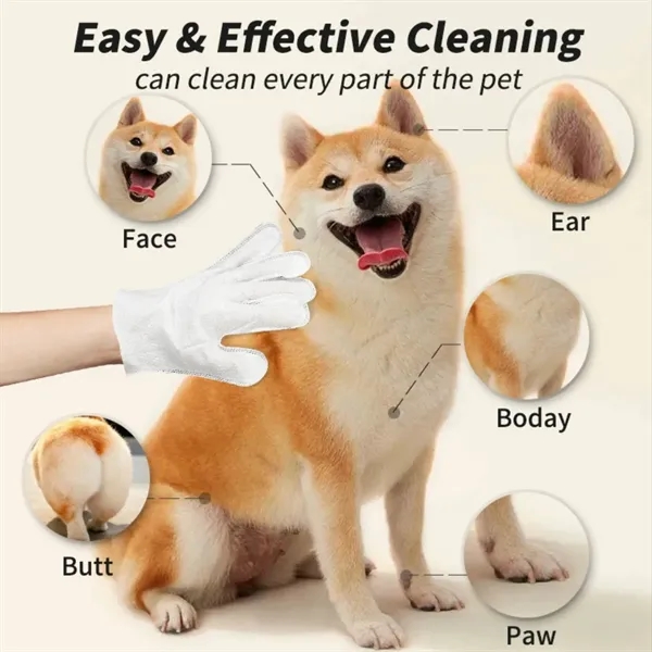 Waterless Pet Grooming Gloves Deodorizing Cleaning Wipes - Waterless Pet Grooming Gloves Deodorizing Cleaning Wipes - Image 2 of 4