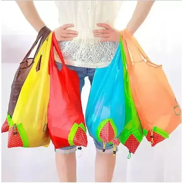 Reusable Folding Strawberry Tote Bag For Shopping - Reusable Folding Strawberry Tote Bag For Shopping - Image 1 of 3
