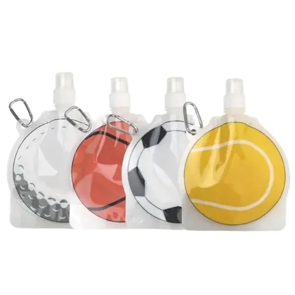 450ML PET Football Shape Collapsible Water Bag with Hook - 450ML PET Football Shape Collapsible Water Bag with Hook - Image 0 of 2