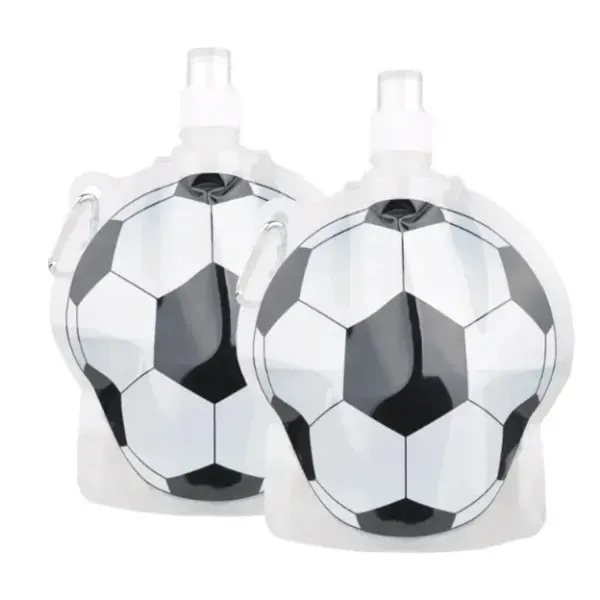 450ML PET Football Shape Collapsible Water Bag with Hook - 450ML PET Football Shape Collapsible Water Bag with Hook - Image 1 of 2