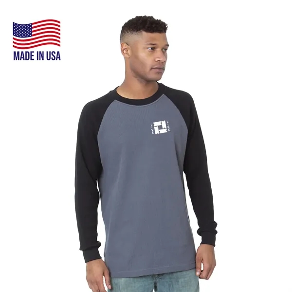 USA-Made 100% Pre-Shrunk Thermal Raglan Long Sleeve w/ Cuff - USA-Made 100% Pre-Shrunk Thermal Raglan Long Sleeve w/ Cuff - Image 0 of 5