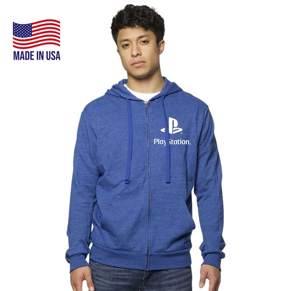 USA Made Unisex Eco Triblend French Terry Full Zip Hoodie - USA Made Unisex Eco Triblend French Terry Full Zip Hoodie - Image 0 of 5