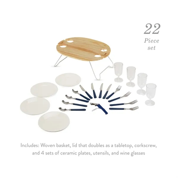 Twine Living® Central Park Willow Picnic Basket Set for Four - Twine Living® Central Park Willow Picnic Basket Set for Four - Image 3 of 6